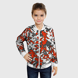 Бомбер детский Абстракция серо-красная, цвет: 3D-белый — фото 2