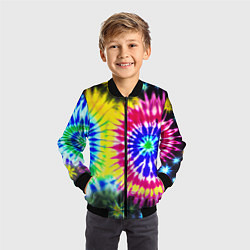 Бомбер детский Colorful floral composition - tie-dye, цвет: 3D-черный — фото 2