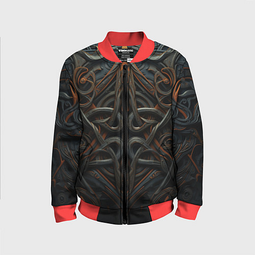 Детский бомбер Орнамент в викинг-стиле / 3D-Красный – фото 1