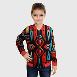 Бомбер детский Красно-синий узор в африканском стиле, цвет: 3D-красный — фото 2