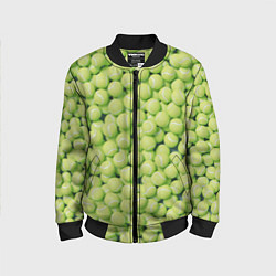 Бомбер детский Много теннисных мячей, цвет: 3D-черный