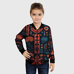 Бомбер детский Абстрактный паттерн в славянской стилистике, цвет: 3D-черный — фото 2