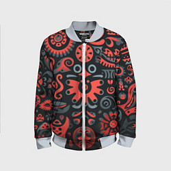 Детский бомбер Красно-черный узор в славянском стиле