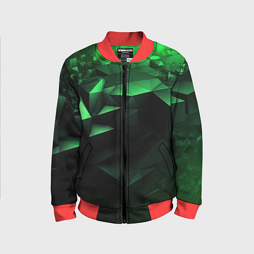 Детский бомбер Видение зеленого в абстракции / 3D-Красный – фото 1