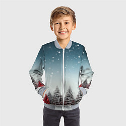 Бомбер детский Волшебство зимней природы иней на деревьях, цвет: 3D-серый — фото 2