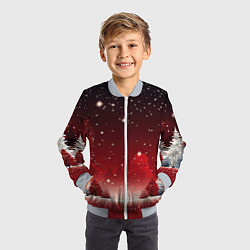 Бомбер детский Зимний берег реки с деревьями и льдом, цвет: 3D-серый — фото 2