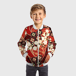 Бомбер детский Японские хризантемы с сакурой, цвет: 3D-белый — фото 2