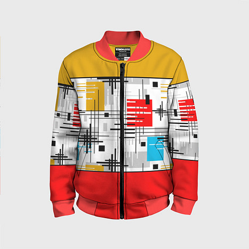 Детский бомбер Узор красного горчичного цвета / 3D-Красный – фото 1