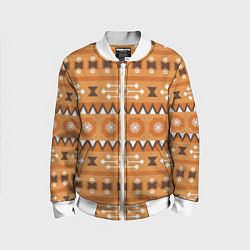 Бомбер детский Brown tribal geometric, цвет: 3D-белый