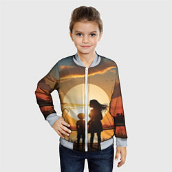 Бомбер детский Мать и дитя на закате, цвет: 3D-серый — фото 2
