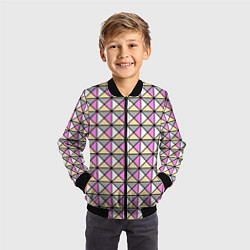 Бомбер детский Геометрический треугольники бело-серо-розовый, цвет: 3D-черный — фото 2