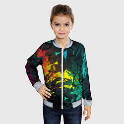Бомбер детский Яркие разноцветные абстрактные листья, цвет: 3D-серый — фото 2