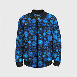 Детский бомбер Новогодняя гжельская роспись чёрный фон