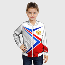 Бомбер детский Герб РФ - классические цвета флага, цвет: 3D-белый — фото 2