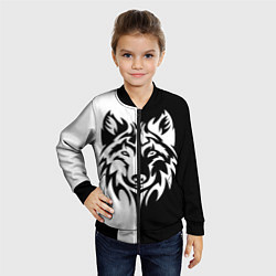 Бомбер детский Волк чёрно-белый, цвет: 3D-черный — фото 2