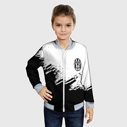 Бомбер детский Juventus black sport texture, цвет: 3D-серый — фото 2