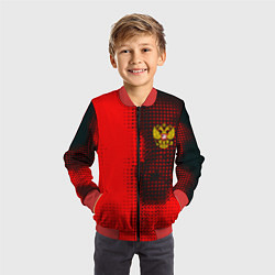 Бомбер детский Россия герб спорт краски, цвет: 3D-красный — фото 2