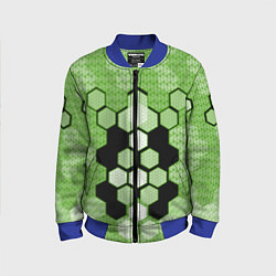Детский бомбер Зелёная кибер броня hexagons