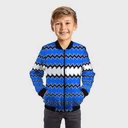 Бомбер детский Синие и белые полосы, цвет: 3D-черный — фото 2