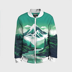 Бомбер детский Графический пейзаж Камчатки, цвет: 3D-белый
