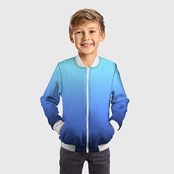Бомбер детский Голубой и черно-синий градиент, цвет: 3D-белый — фото 2