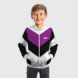 Бомбер детский Ретро спортивный костюм с полосами, цвет: 3D-белый — фото 2