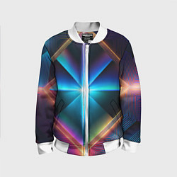 Бомбер детский Светящиеся лучи в квадрате, цвет: 3D-белый