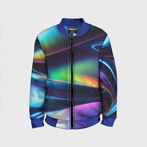 Детский бомбер Голографический материал / 3D-Синий – фото 1