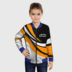 Бомбер детский КТМ - оранжевые вставки, цвет: 3D-синий — фото 2