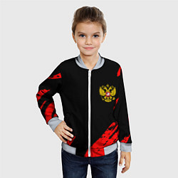 Бомбер детский Россия герб краски красные, цвет: 3D-серый — фото 2