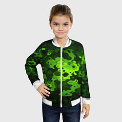Бомбер детский Яркий неоновый зеленый камуфляж, цвет: 3D-белый — фото 2