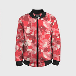 Бомбер детский Розовый кошачий комуфляж, цвет: 3D-черный