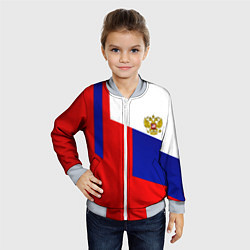 Бомбер детский Россия геометрия спортивная, цвет: 3D-серый — фото 2