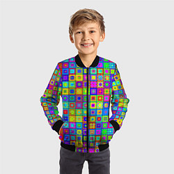 Бомбер детский Узор из разноцветных квадратов, цвет: 3D-черный — фото 2