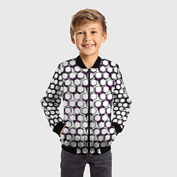 Бомбер детский Киберпанк узор из шестиугольников розовый, цвет: 3D-черный — фото 2