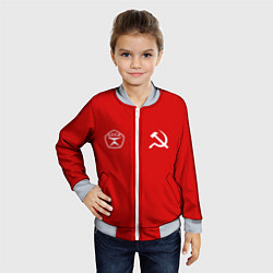 Бомбер детский СССР гост три полоски на красном фоне, цвет: 3D-серый — фото 2