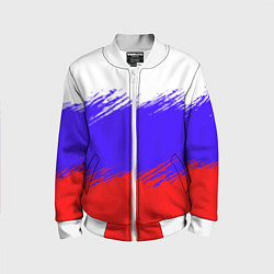 Бомбер детский Триколор штрихи, цвет: 3D-белый