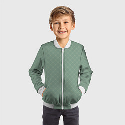 Бомбер детский Паттерн сетка оливковый, цвет: 3D-белый — фото 2