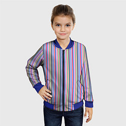 Бомбер детский Разноцветные яркие полосы, цвет: 3D-синий — фото 2