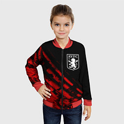Бомбер детский Aston Villa sport grunge, цвет: 3D-красный — фото 2