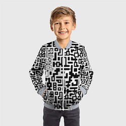 Бомбер детский Чёрно-белая глитч инфекция, цвет: 3D-серый — фото 2