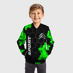 Бомбер детский Citroen green sport hexagon, цвет: 3D-черный — фото 2