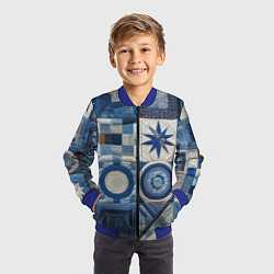 Бомбер детский Denim patchwork - ai art, цвет: 3D-синий — фото 2