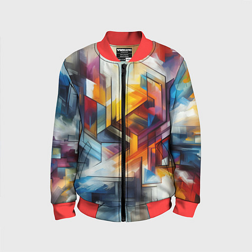 Детский бомбер Абстрактные фигуры / 3D-Красный – фото 1