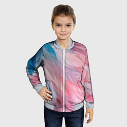 Бомбер детский Пастельно-голубые и розовые перья, цвет: 3D-серый — фото 2