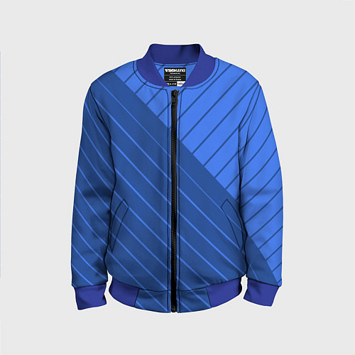 Детский бомбер Сине-голубой косые полосы / 3D-Синий – фото 1