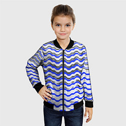 Бомбер детский Black and blue stripes on a white background, цвет: 3D-черный — фото 2