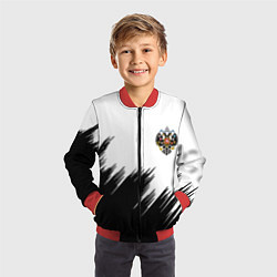 Бомбер детский Герб РФ просто краски, цвет: 3D-красный — фото 2