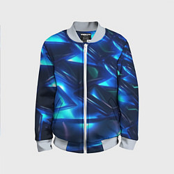 Бомбер детский Синие абстрактные неоновые плиты, цвет: 3D-серый