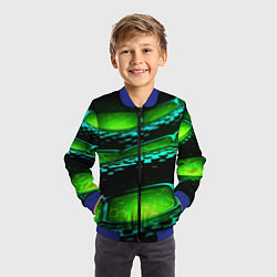 Бомбер детский Зеленая змеиная абстрактная текстура, цвет: 3D-синий — фото 2